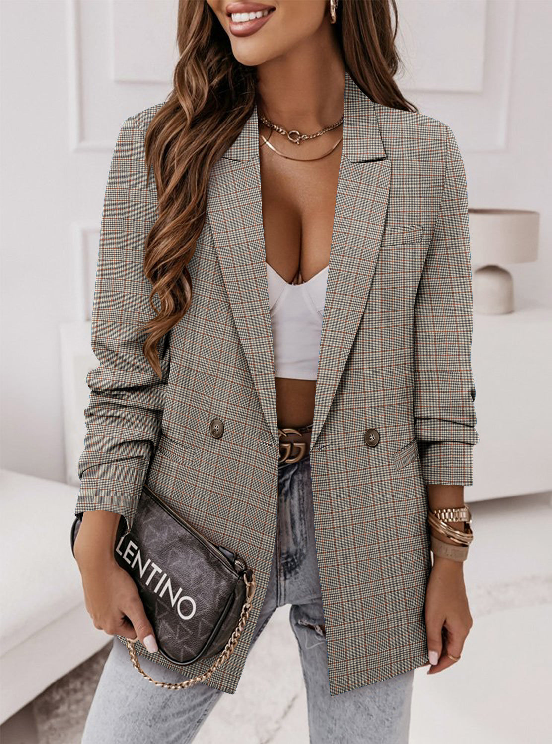 CRAZY GRID Women Business Casual Blazer Jacket