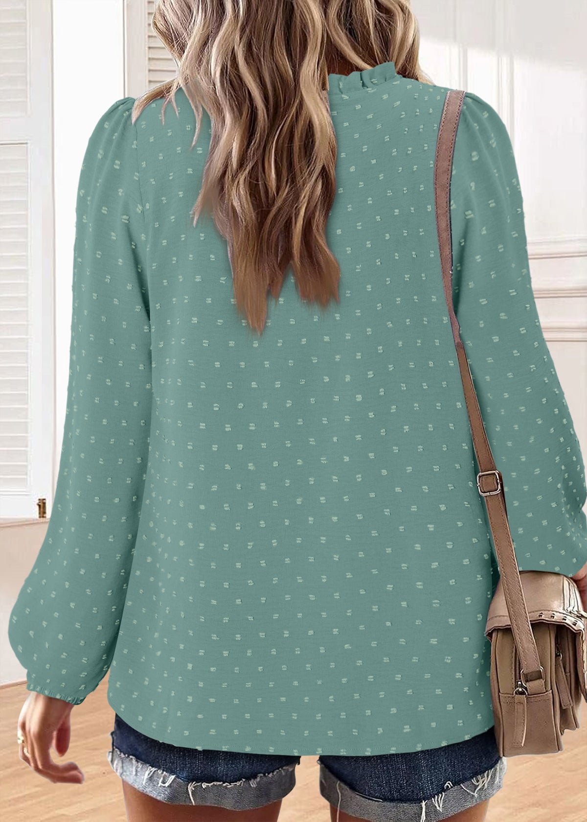 BETTE BOUTIK Womens Boho Fall Fashion Tops Long Sleeve Casual Shirts Flowy Swiss Dot Blouses