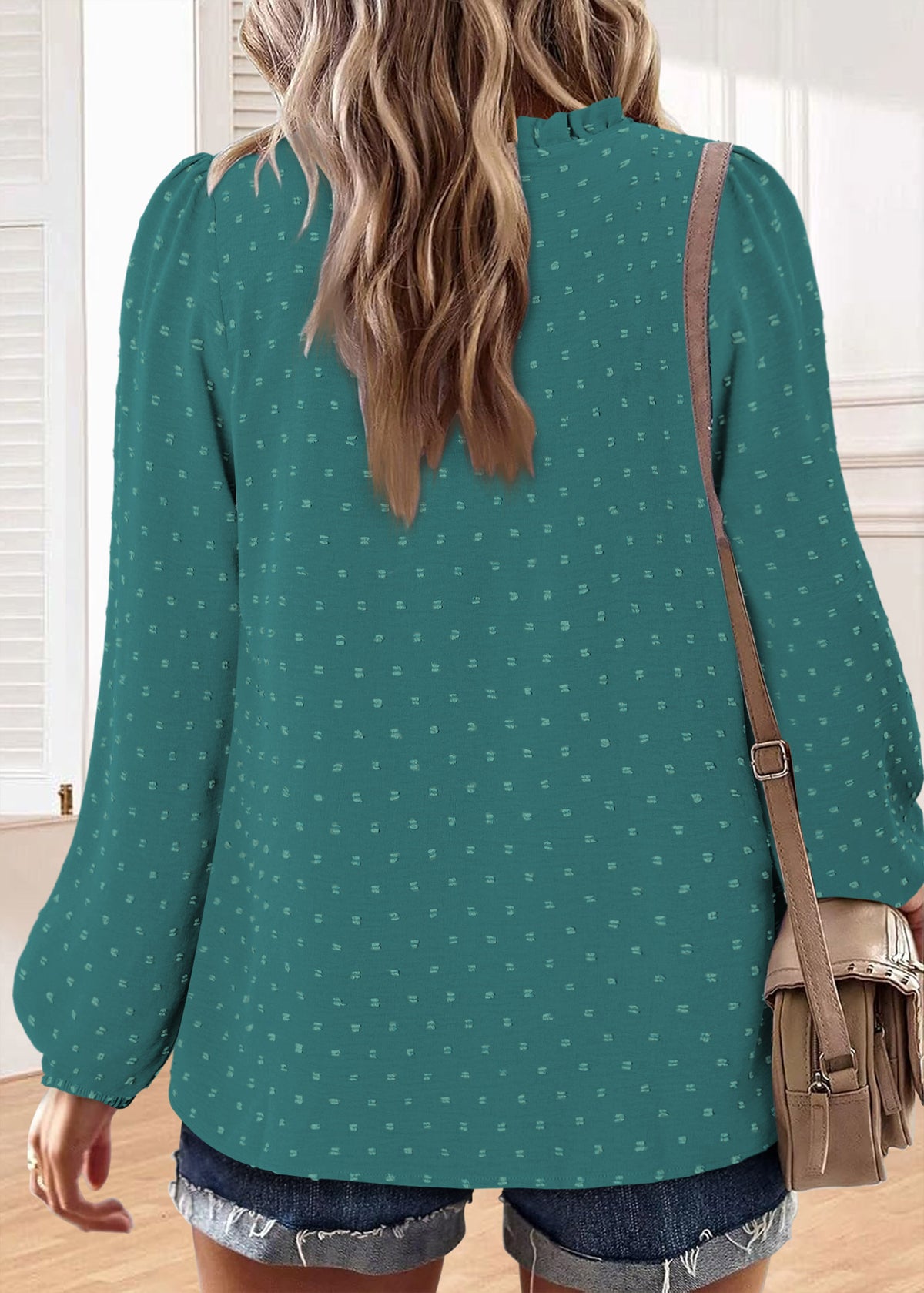 BETTE BOUTIK Womens Boho Fall Fashion Tops Long Sleeve Casual Shirts Flowy Swiss Dot Blouses