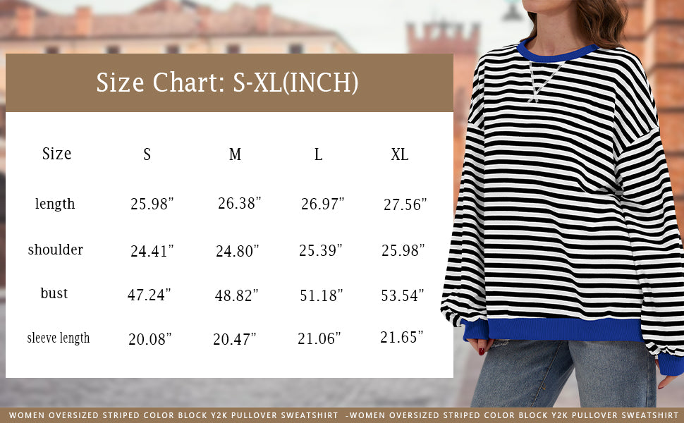 CHICZONE Women Striped Oversized Pullover