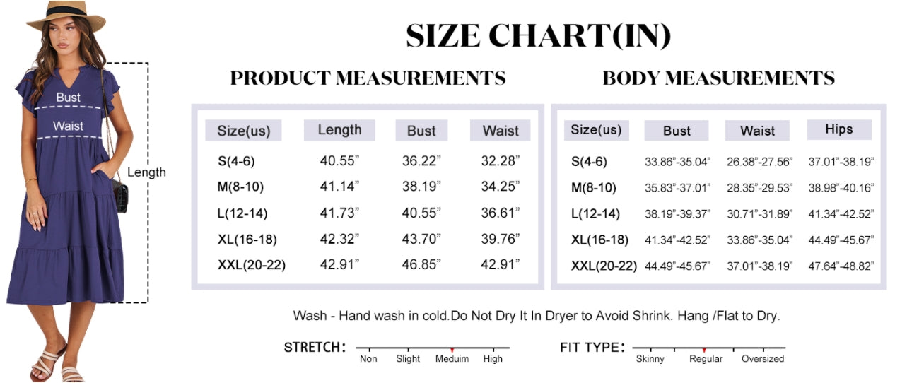JOINFREE Womens Summer Ruffle Sleeve Dress