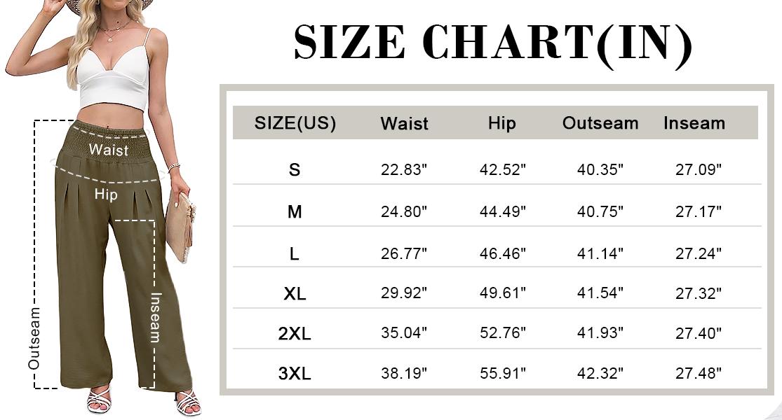 JOINFREE Womens Elastic High Waisted Palazzo Pants
