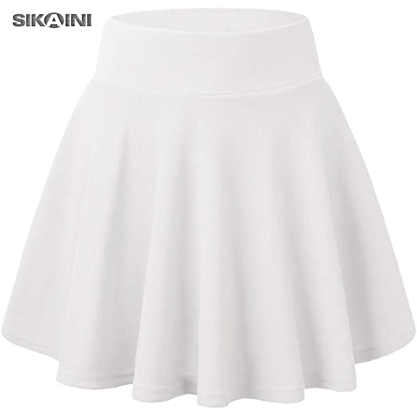 SIKAINI Women's Casual Stretchy Flared Pleated Mini Skater Skirt with Shorts