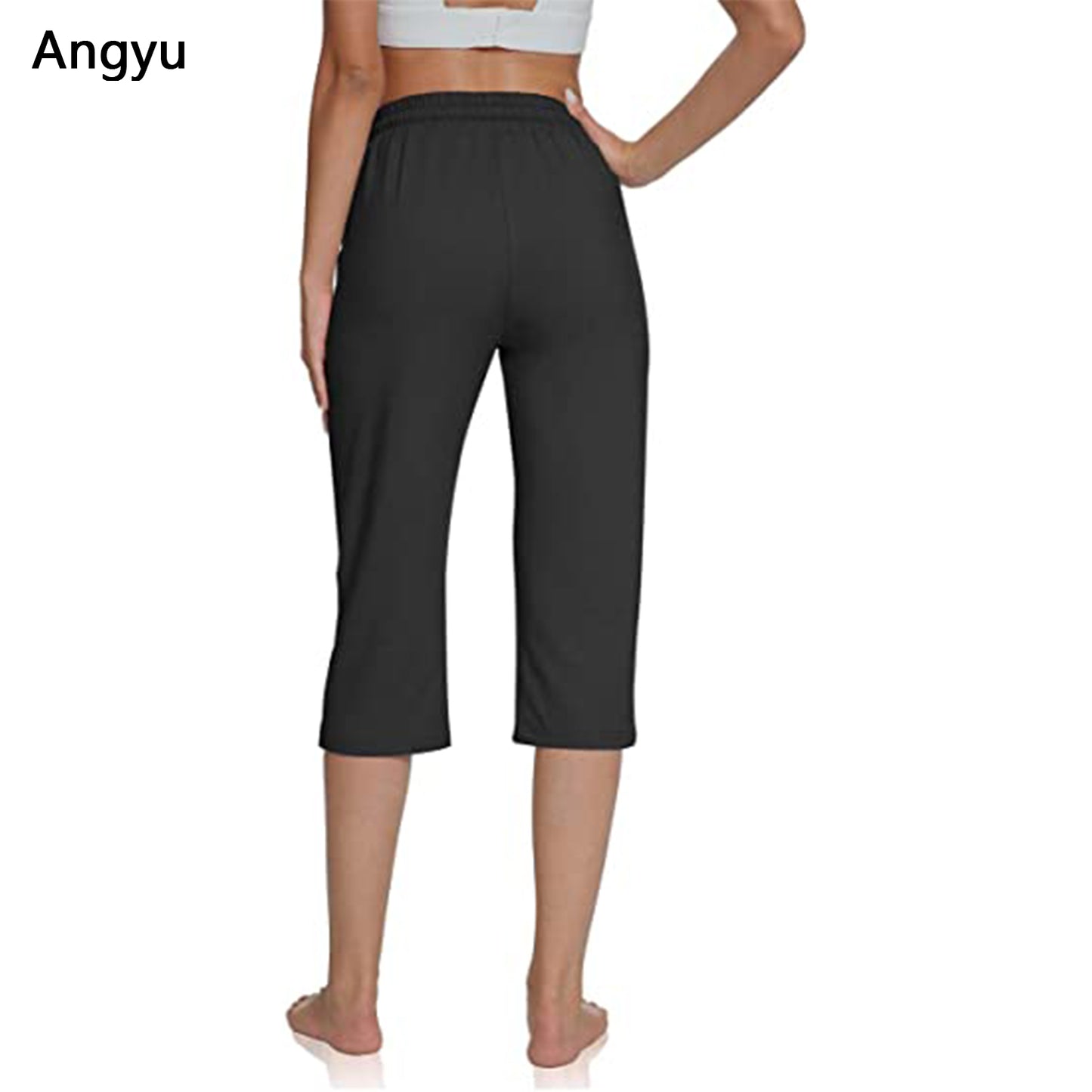 Angyu Women's Comfy Drawstring Yoga Capri Pants