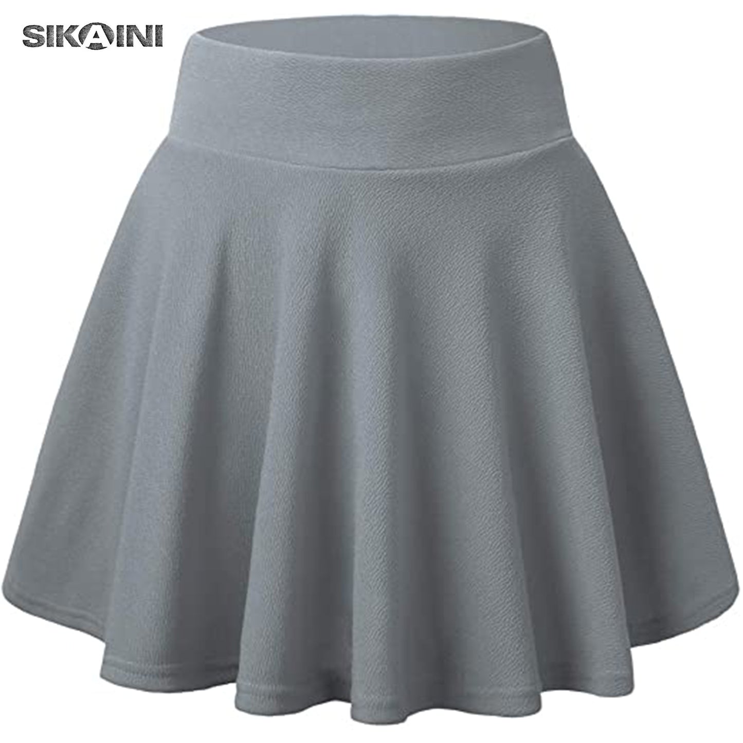 SIKAINI Women's Casual Stretchy Flared Pleated Mini Skater Skirt with Shorts
