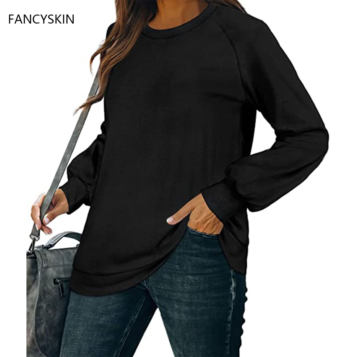 FANCYSKIN Sweatshirt for Women Long Lantern Sleeve