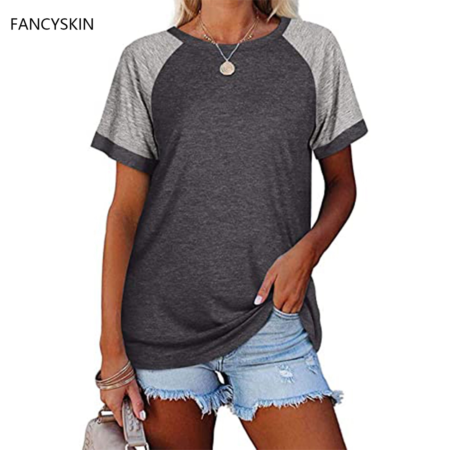 FANCYSKIN Women's Short Raglan Sleeve T-Shirts