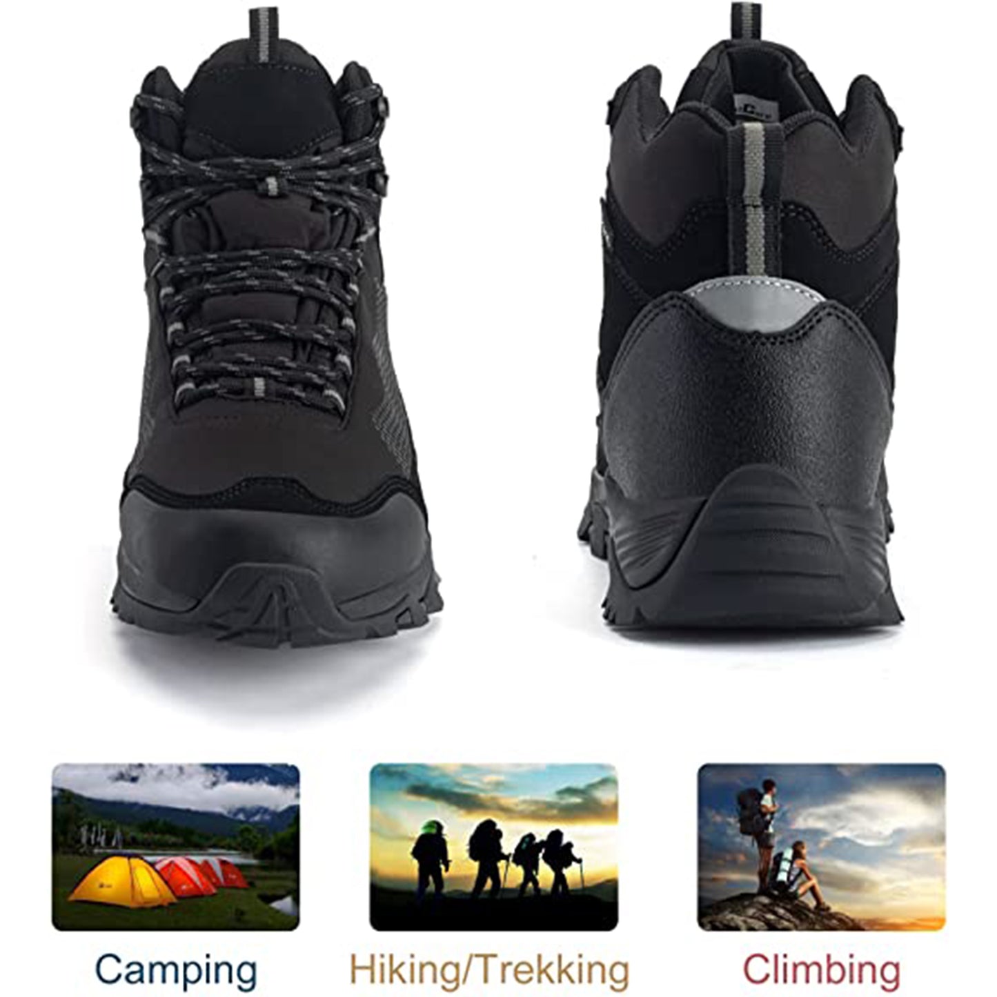 KAUACH Hiking Boots for Men Waterproof Lightweight Non-Slip Mid-Rise Outdoor Work Trekking Mountaineering Ankle Shoes