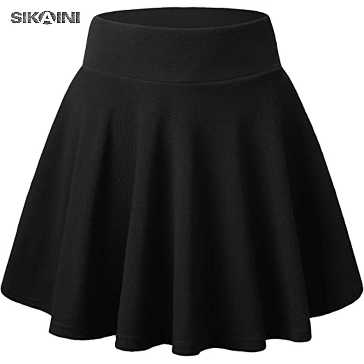 SIKAINI Women's Casual Stretchy Flared Pleated Mini Skater Skirt with Shorts