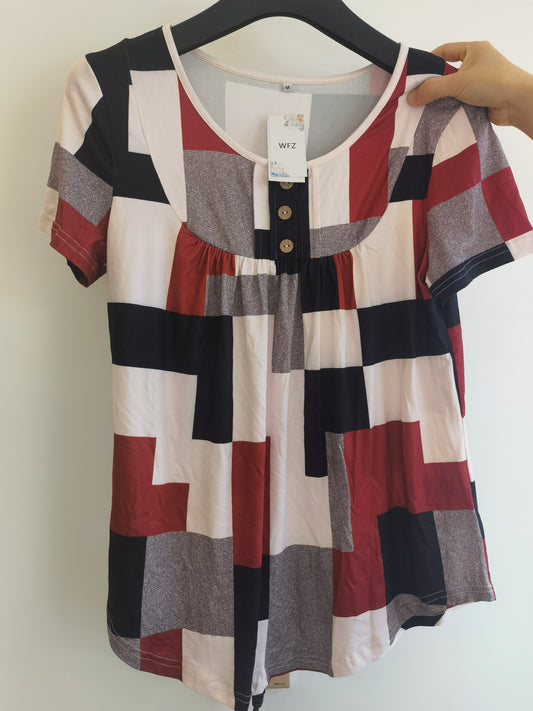 WFZ  Women's Summer Henley Shirts Button up Tunic
